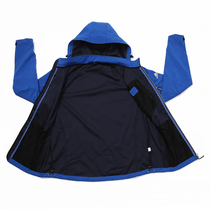 Men's Hooded Navy Multi-Pockets Waterproof Softshell Jacket