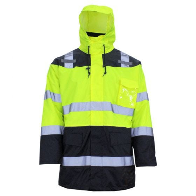 Men's Waterproof Safety Yellow Rain Jacket 